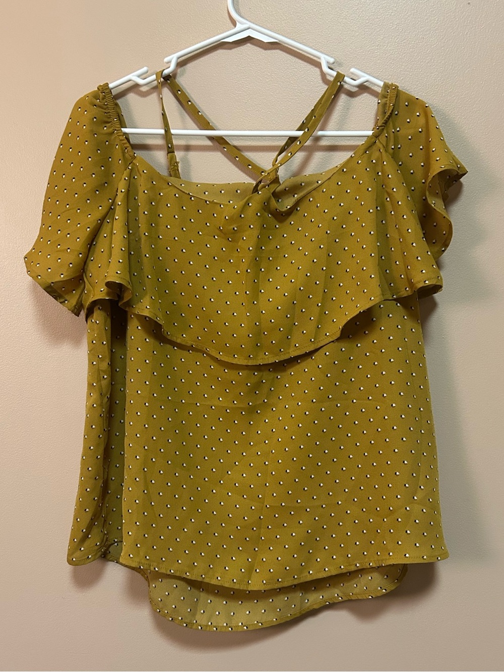 Maurices Cold Shoulder Ruffle Sleeve Top - Picture 2 of 4